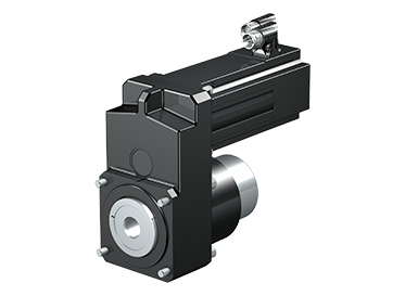 Offset helical gear unit with synchronous servo motor