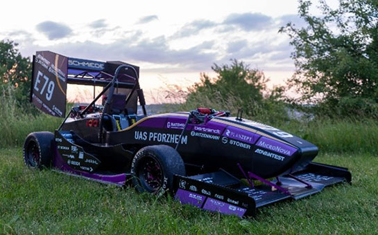 In the same color as its namesake, the new Amethyst race car from Rennschmiede Pforzheim is competing in this year's Formula Student Electric (FSE).